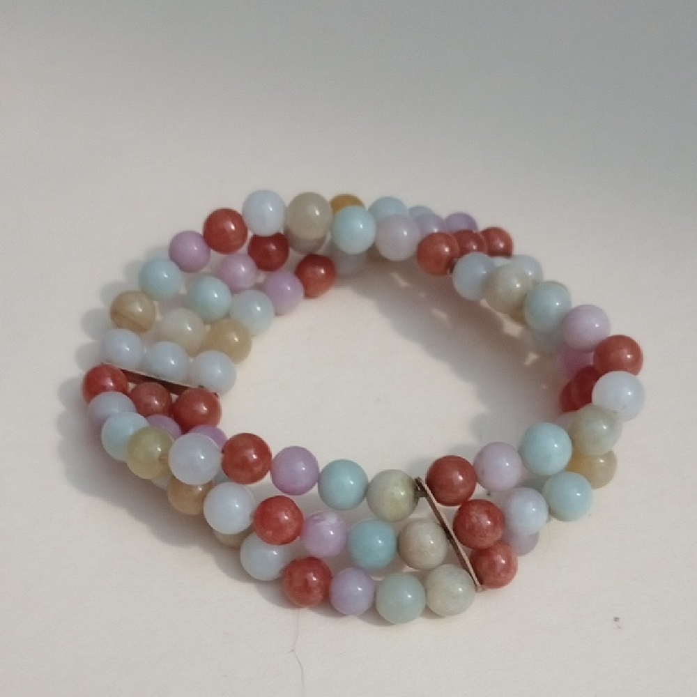 Multicolor Jade Beaded Stretch Bracelet